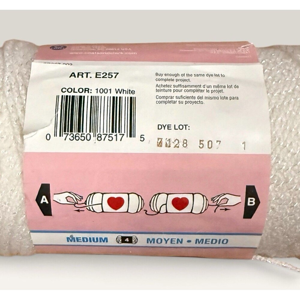 Red Heart Baby Econo Yarn White 6oz Medium (4) Acrylic Polypropylene - Picture 3 of 3